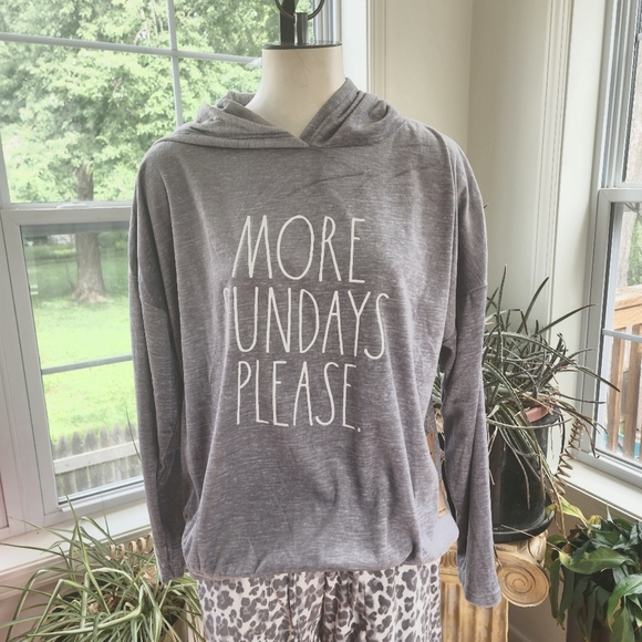 NWT Rae Dunn Flannel Gray Hooded Two Piece Set Size Large - Picture 5 of 8